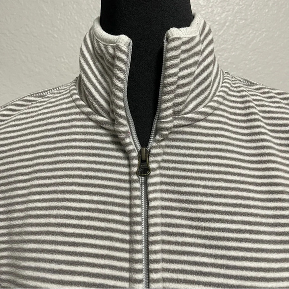 Old Navy Women’s Fleece Grey Striped Zip Up Jacket Small - Picture 3 of 8